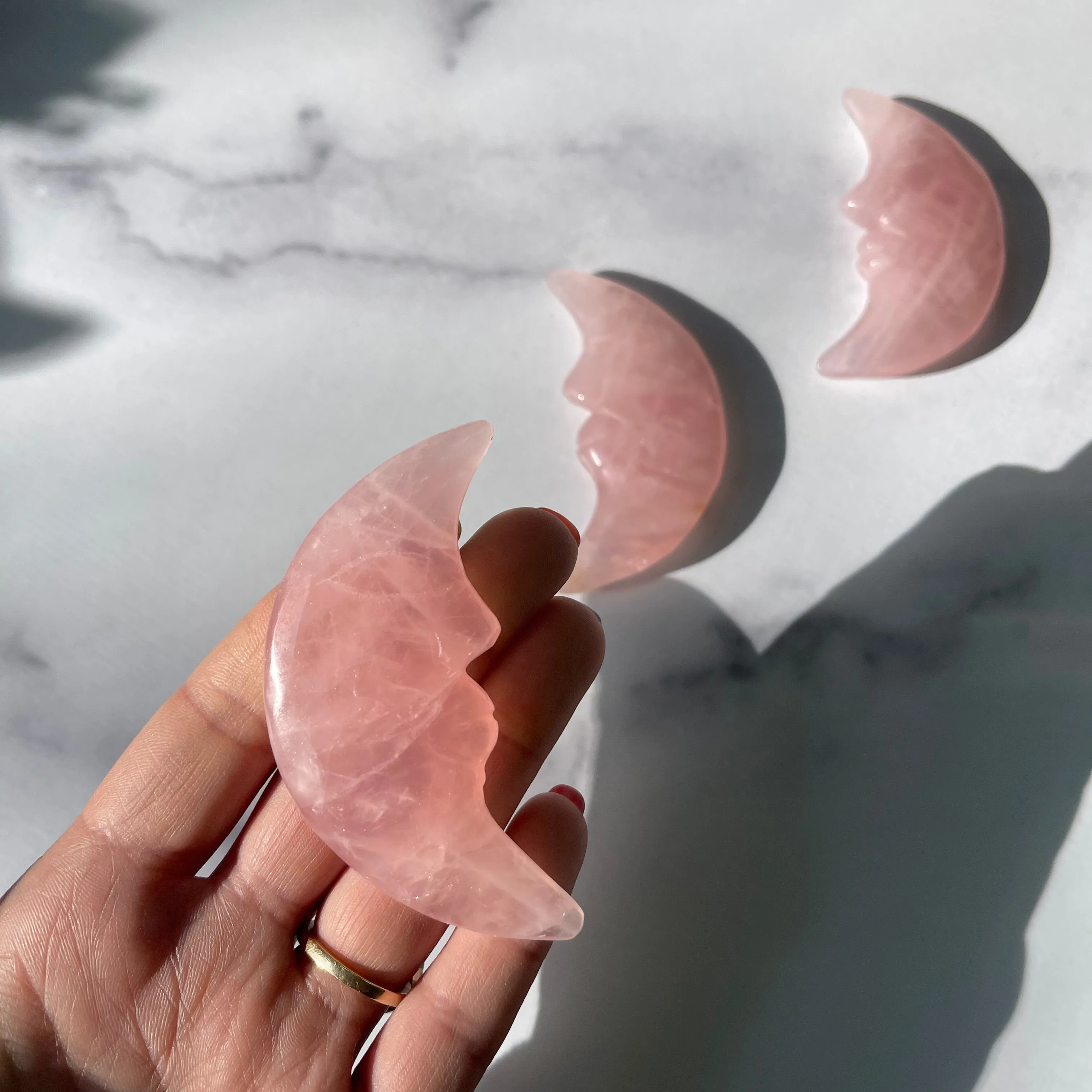 Rose Quartz Crescent Moon