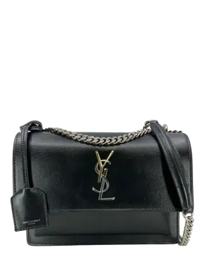 SAINT LAURENT Calfskin Medium Monogram Sunset Bag