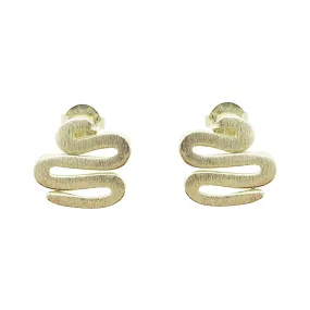 Sheila Fajl Sweet Lucy Snake Shaped Stud Earrings in Brushed Gold Plated