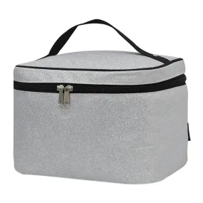 Silver Glitter NGIL Large Top Handle Cosmetic Case