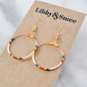 Small Rainbow Beaded Hoop Earrings