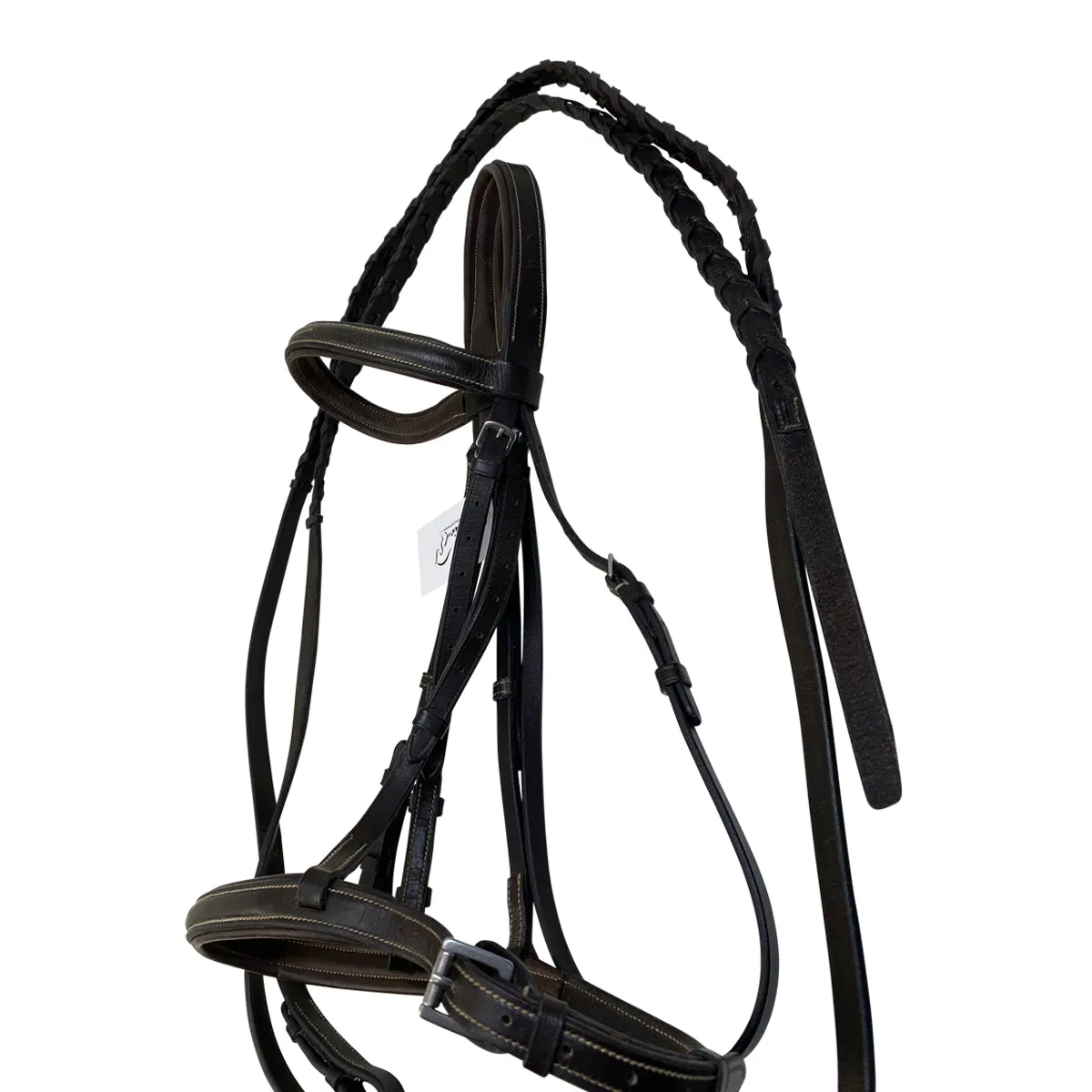 Suffolk Fancy-Stitched Single Crown Bridle in Brown - Oversize