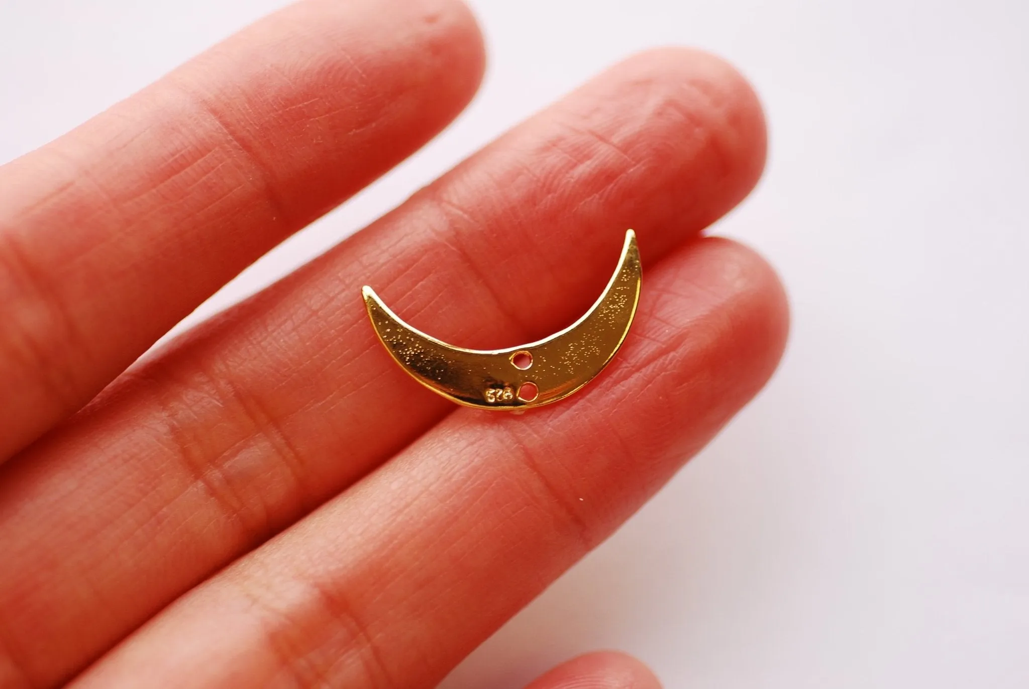 Vermeil Gold Wholesale Crescent Moon Link Connector - 18k Gold plated over 925 Sterling silver Moon Half Moon Waning Moon Celestial Two Holes