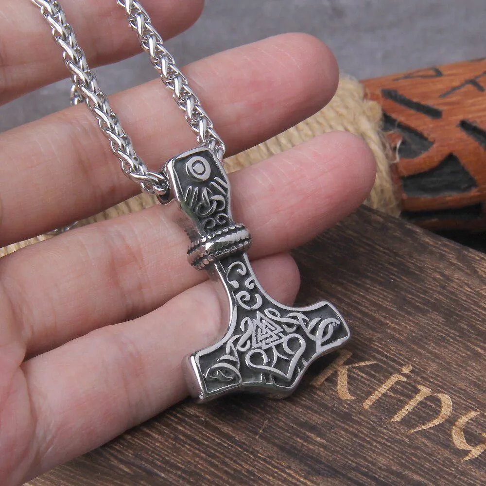 Viking Mjolnir Necklace With Valknut