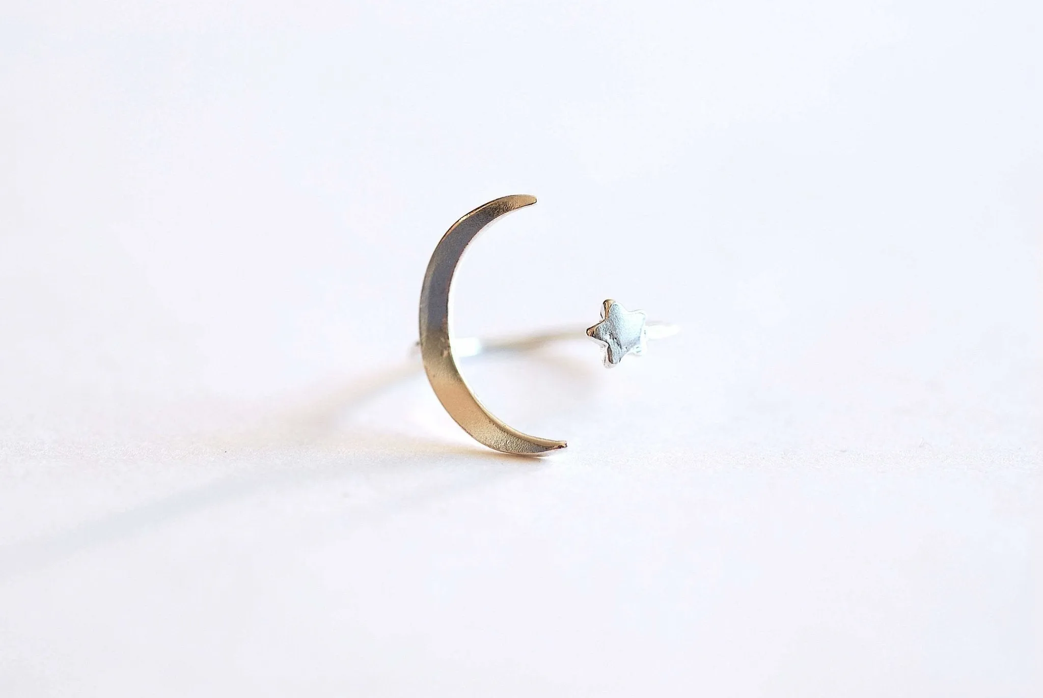 Wholesale Moon and Star Ring- 925 Sterling Silver Adjustable Ring, Crescent Moon & Star Ring, Dainty Ring, Stacking Ring, Everyday Ring, Minimal Ring